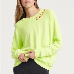 I Stole My Boyfriend’s Shirt C’est la Vie Neon Green Pullover Sweatshirt